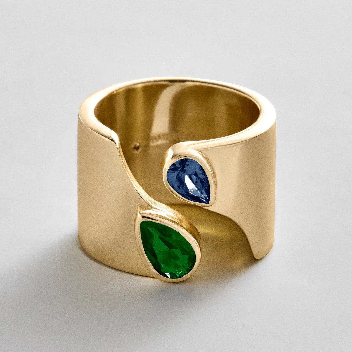 Personalized Two-Stone Open Band Ring - Gold