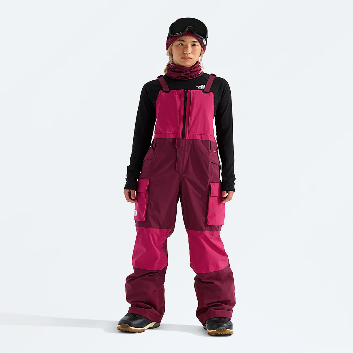 Women's Snow Bib Pants - Burgundy