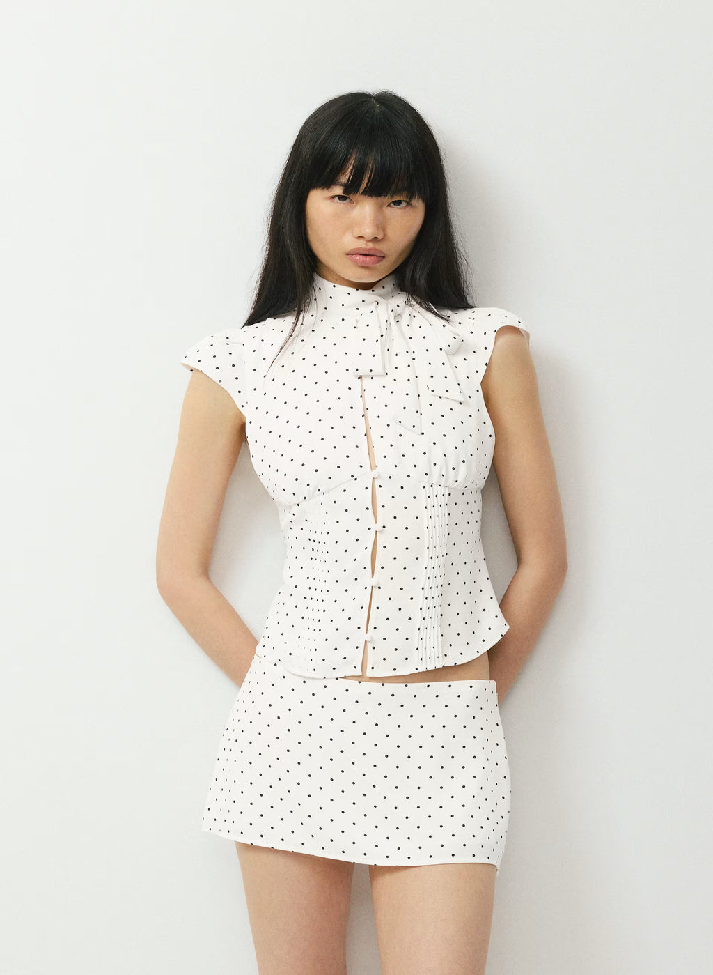 Short-Sleeve Button Top - Light Blue