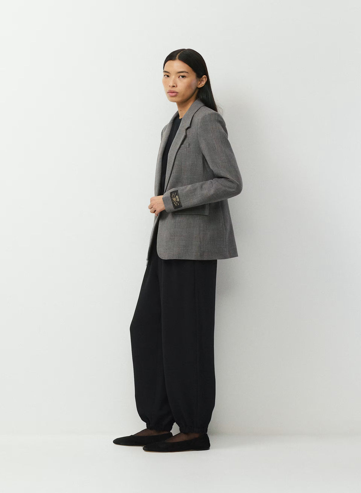 Single-Breasted Stretch Blazer - Check