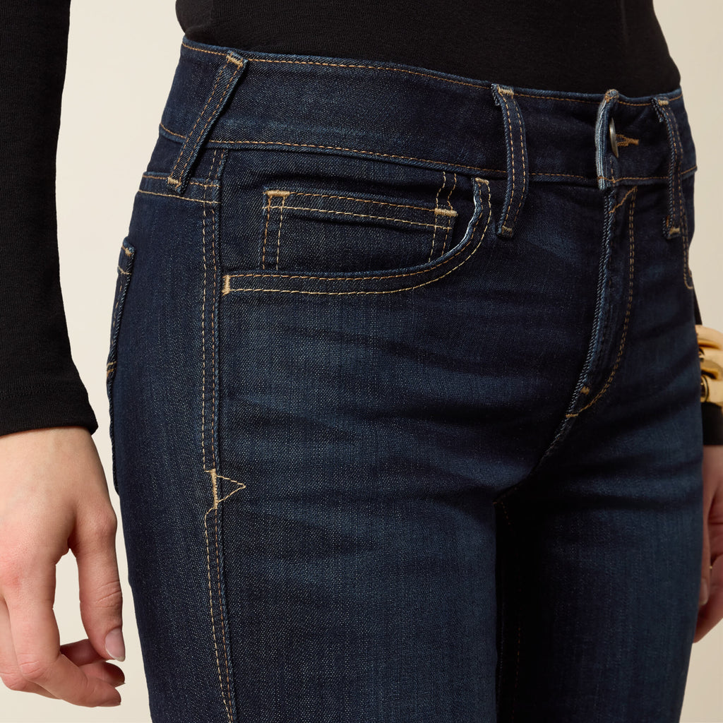 Women's Mid Rise Wide Leg Stretch Jeans - Blue