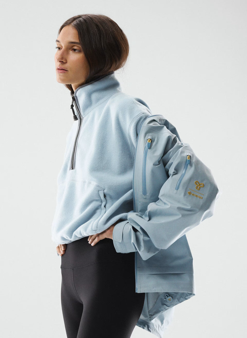 Oversized Half-Zip Microfleece Pullover - Gray