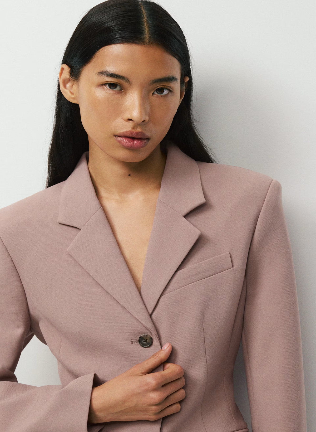 Single-Breasted Stretch Blazer - Brown Check