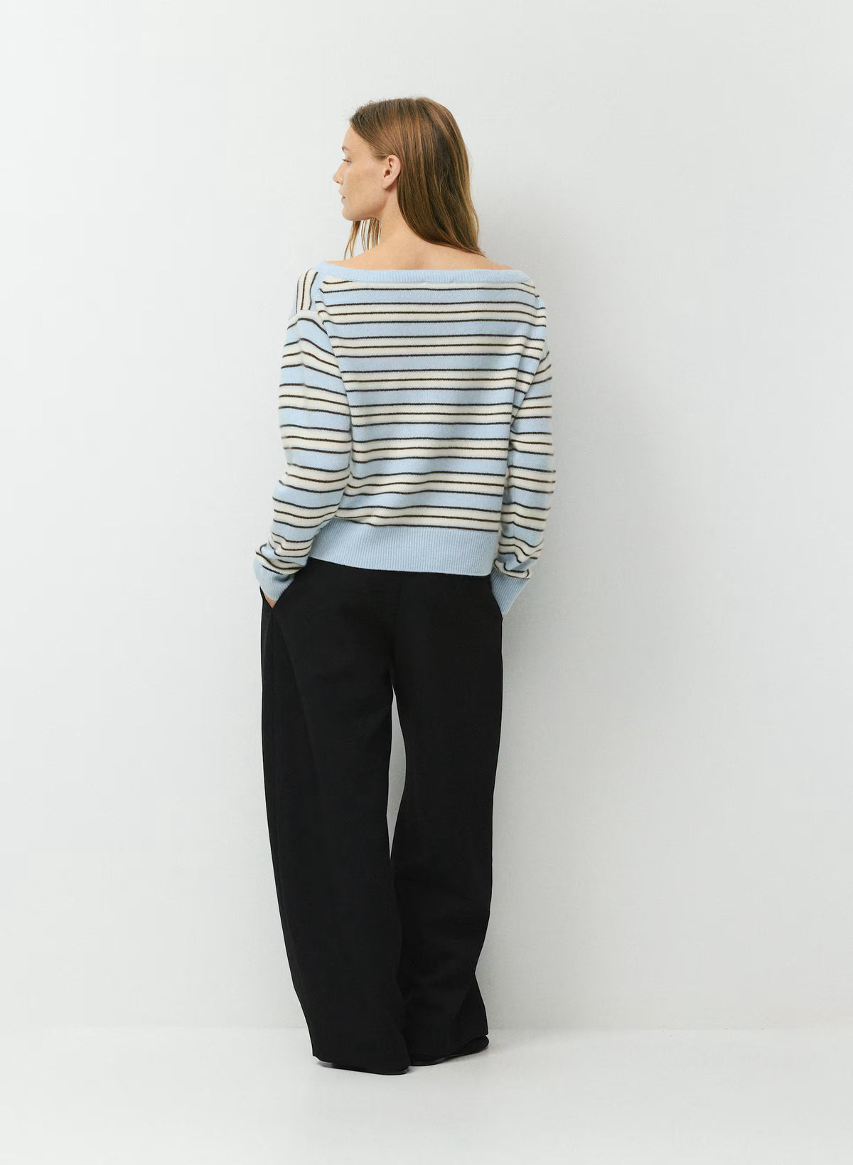 Cashmere Boatneck Sweater - Heather Gray