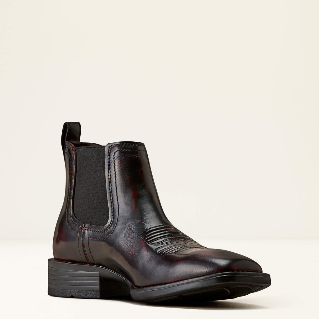 Men's Suede Wide Square Toe Chelsea Boots - Navy