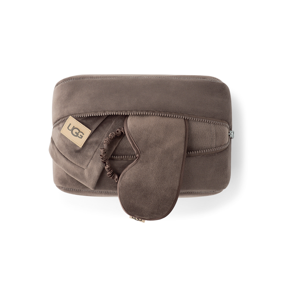 Velour Travel Blanket and Eye Mask Set - Oyster