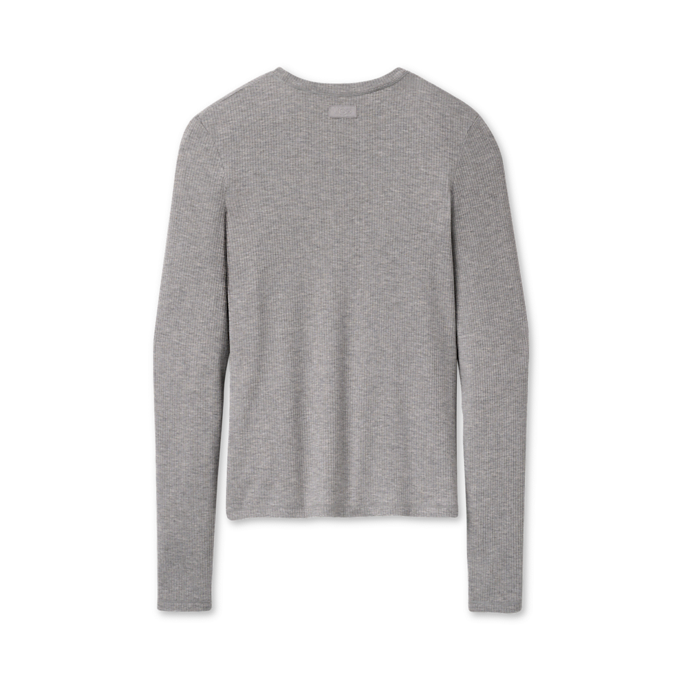 Women's Fitted Long Sleeve Rib Tee - Brown