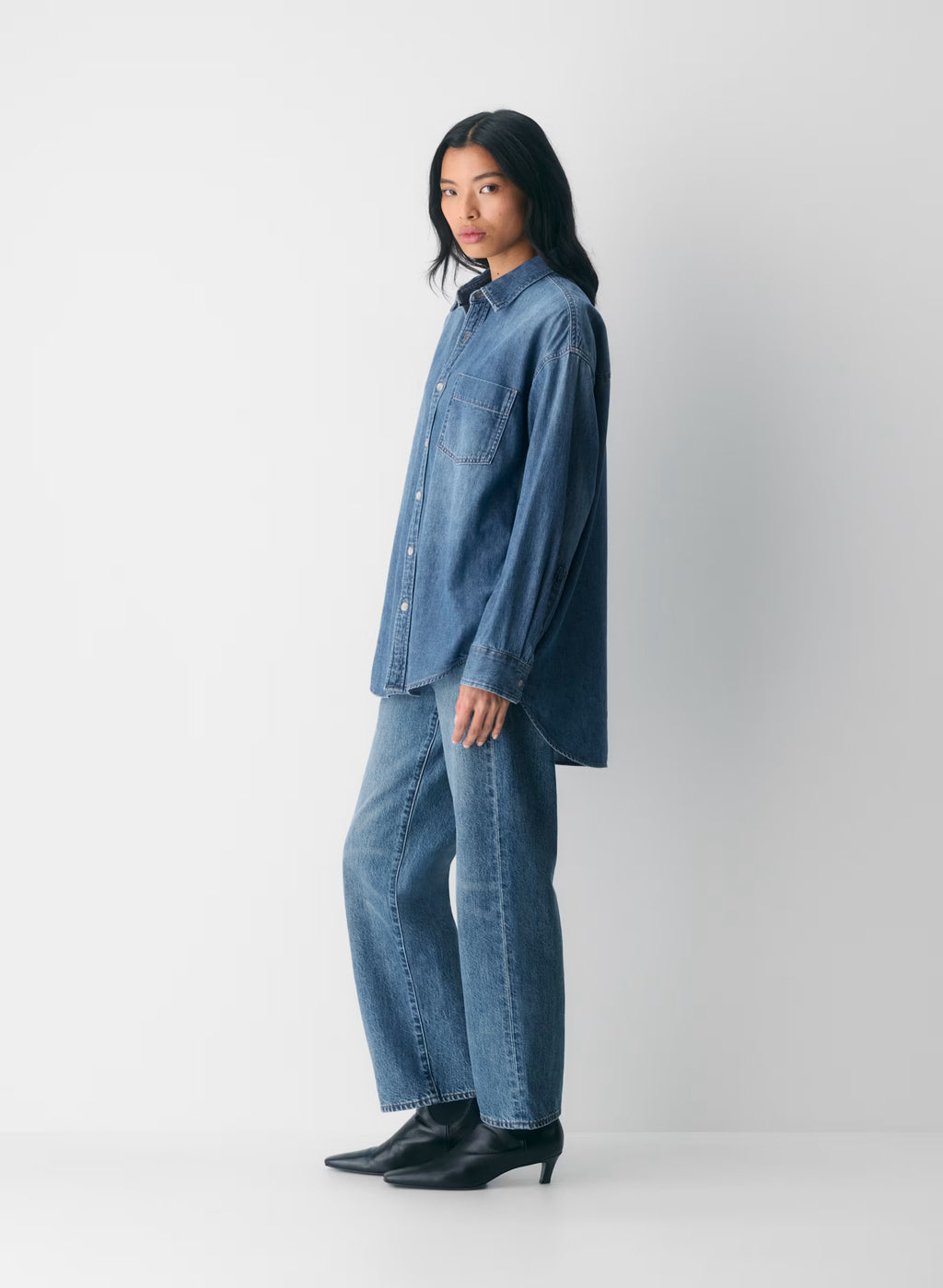 Oversized Hemp Blend Denim Shirt - Indigo
