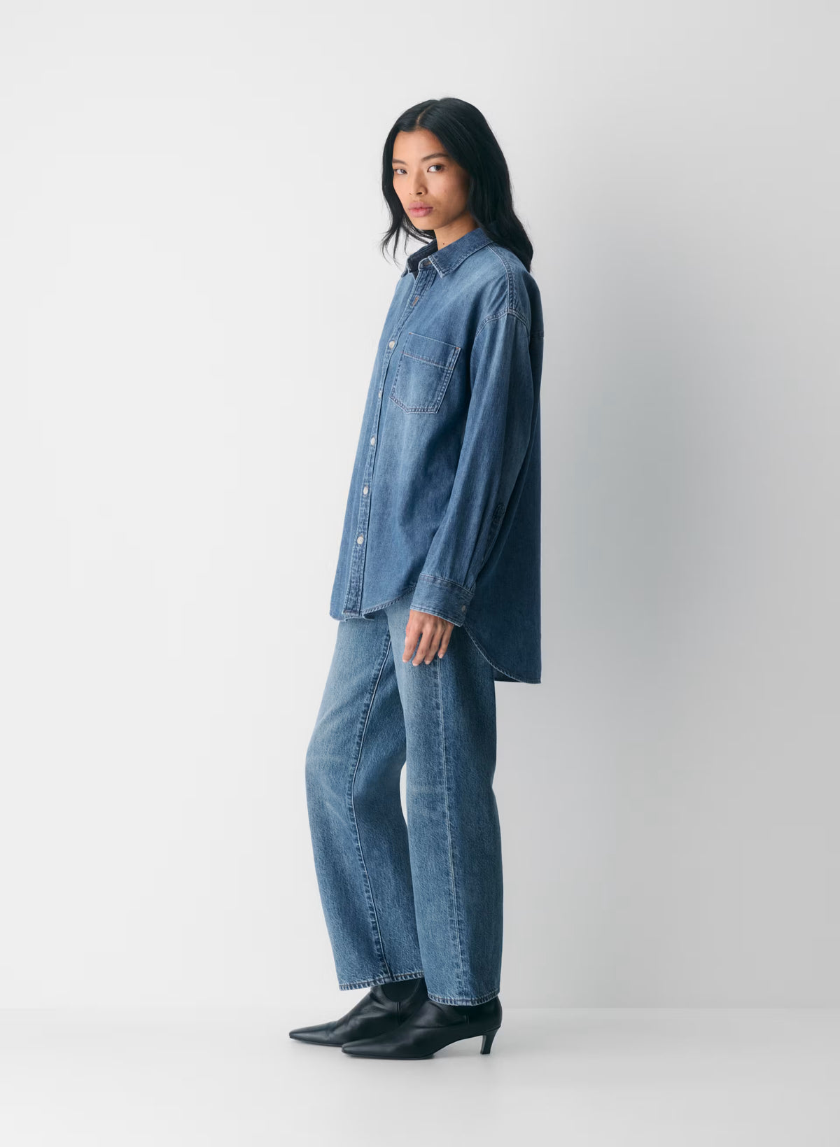 Oversized Hemp Blend Denim Shirt - Indigo