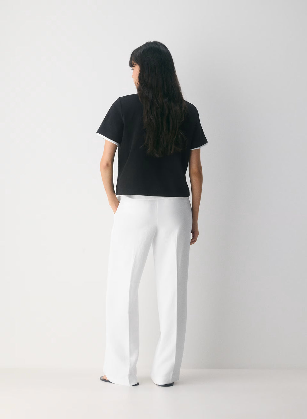 High-Rise Wide-Leg Crepe Trousers - Sand