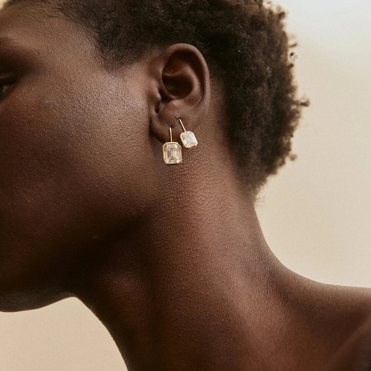 Gold-Plated Oval Crystal Drop Earrings