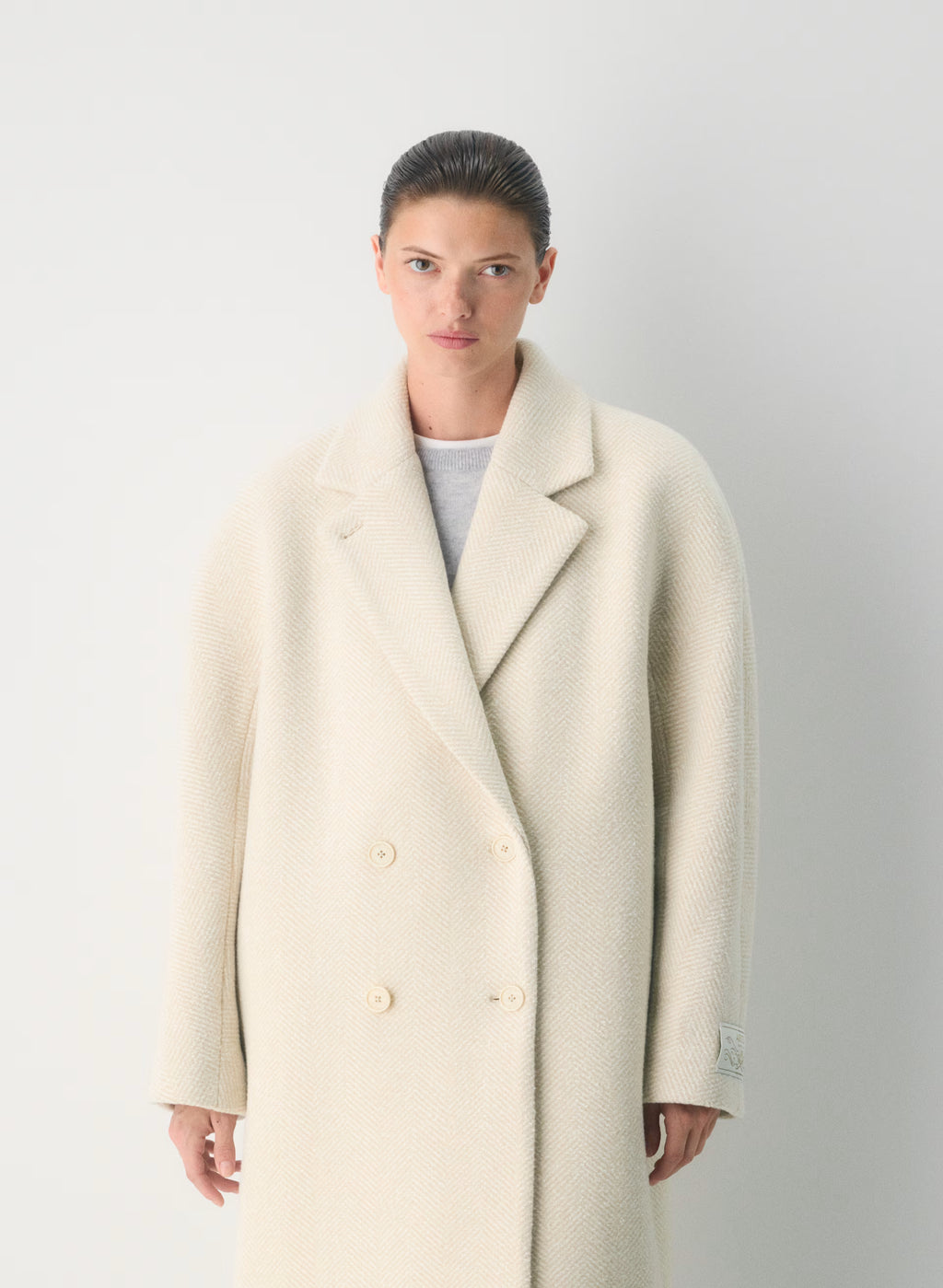 Double-Breasted Wool Cashmere Coat - Herringbone