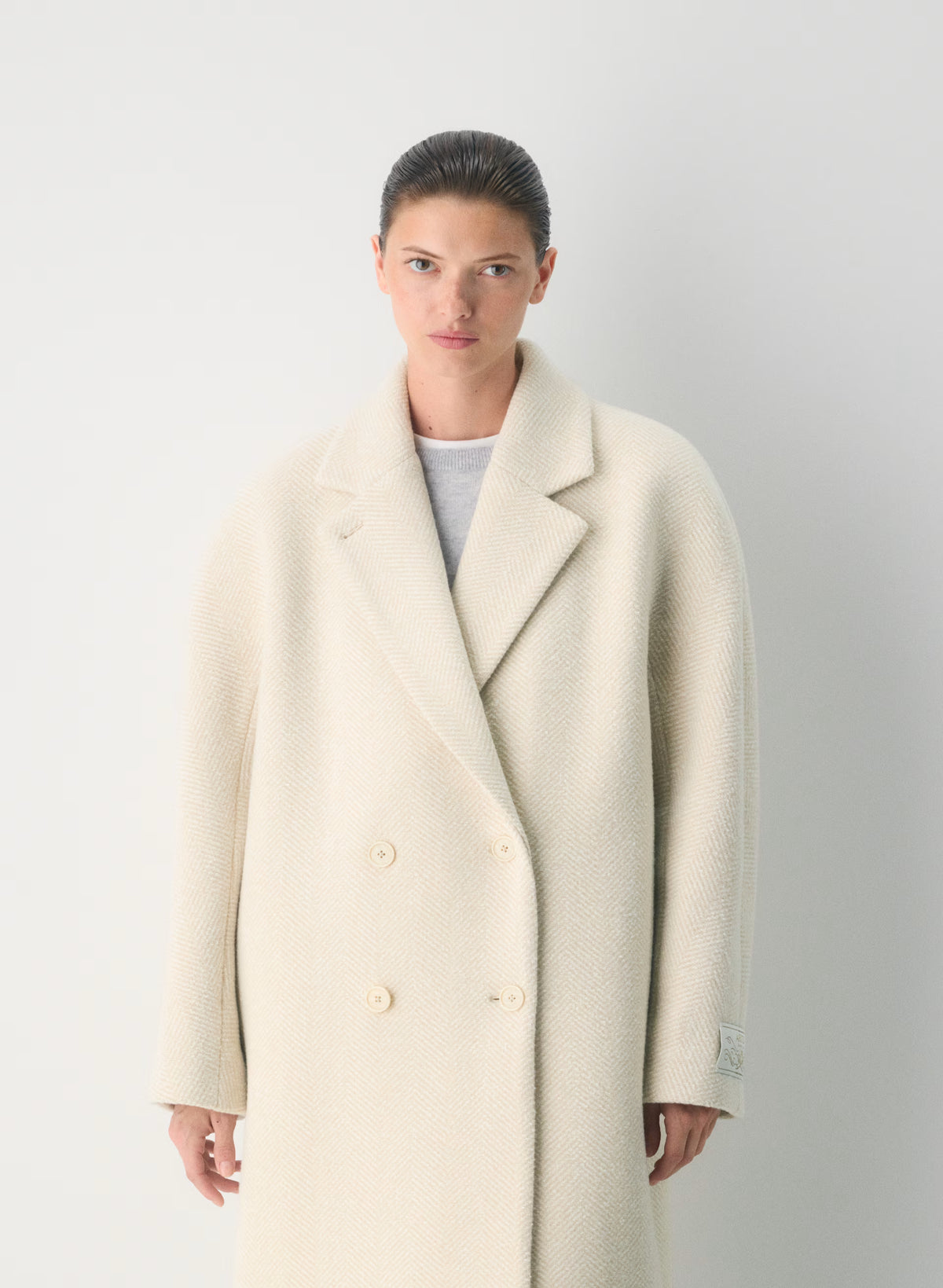 Double-Breasted Wool Cashmere Coat - Herringbone