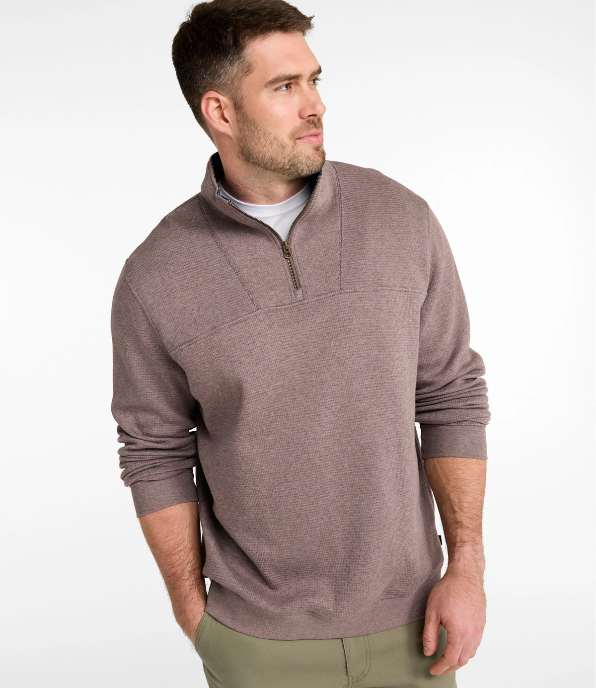 Men's Waffle Knit Quarter-Zip Sweatshirt - Blue
