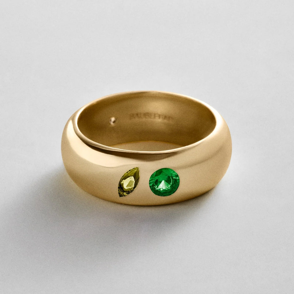 Custom Two-Stone Gold-Plated Band Ring