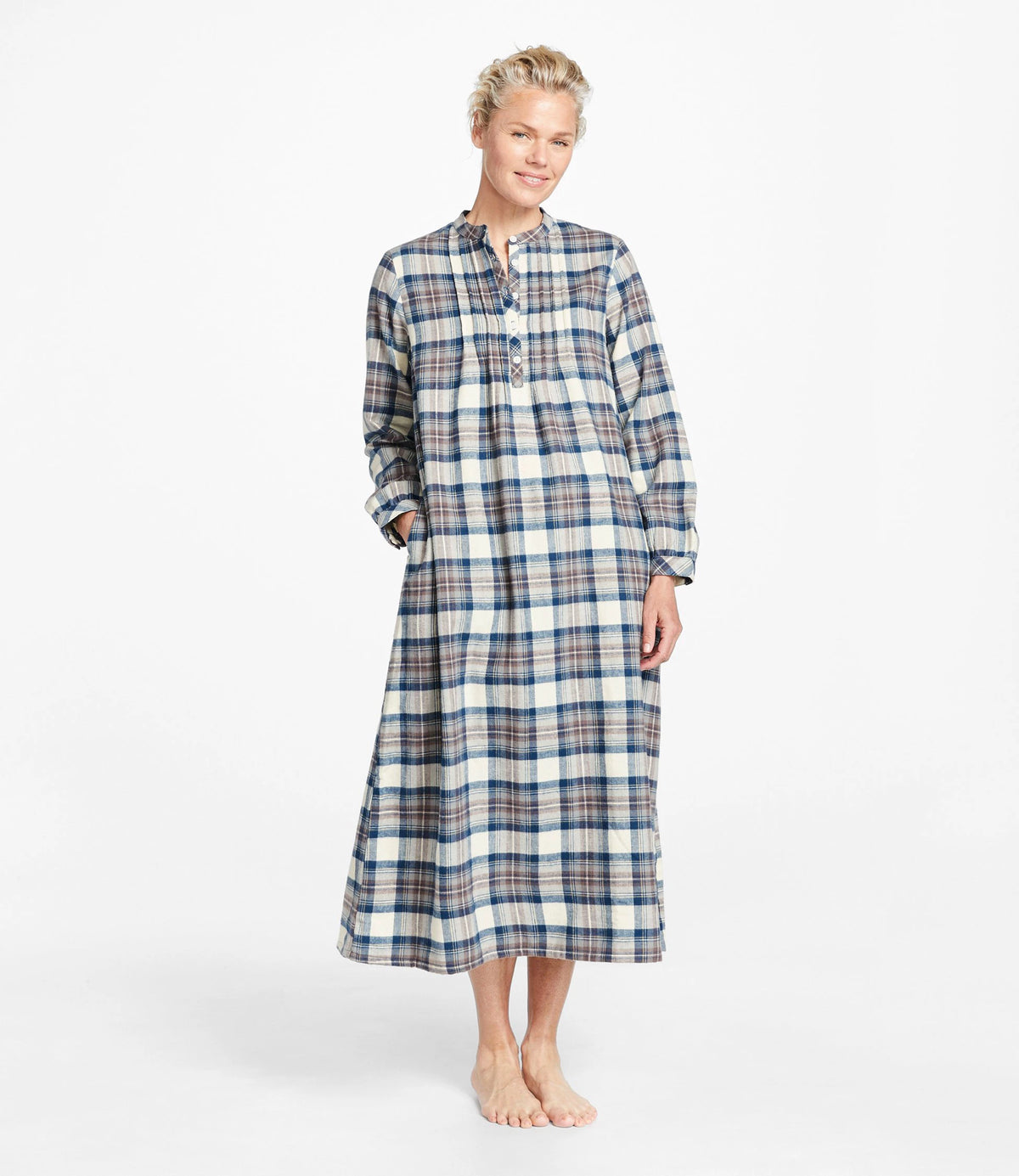 Women's Cotton Flannel Nightgown - Black Watch