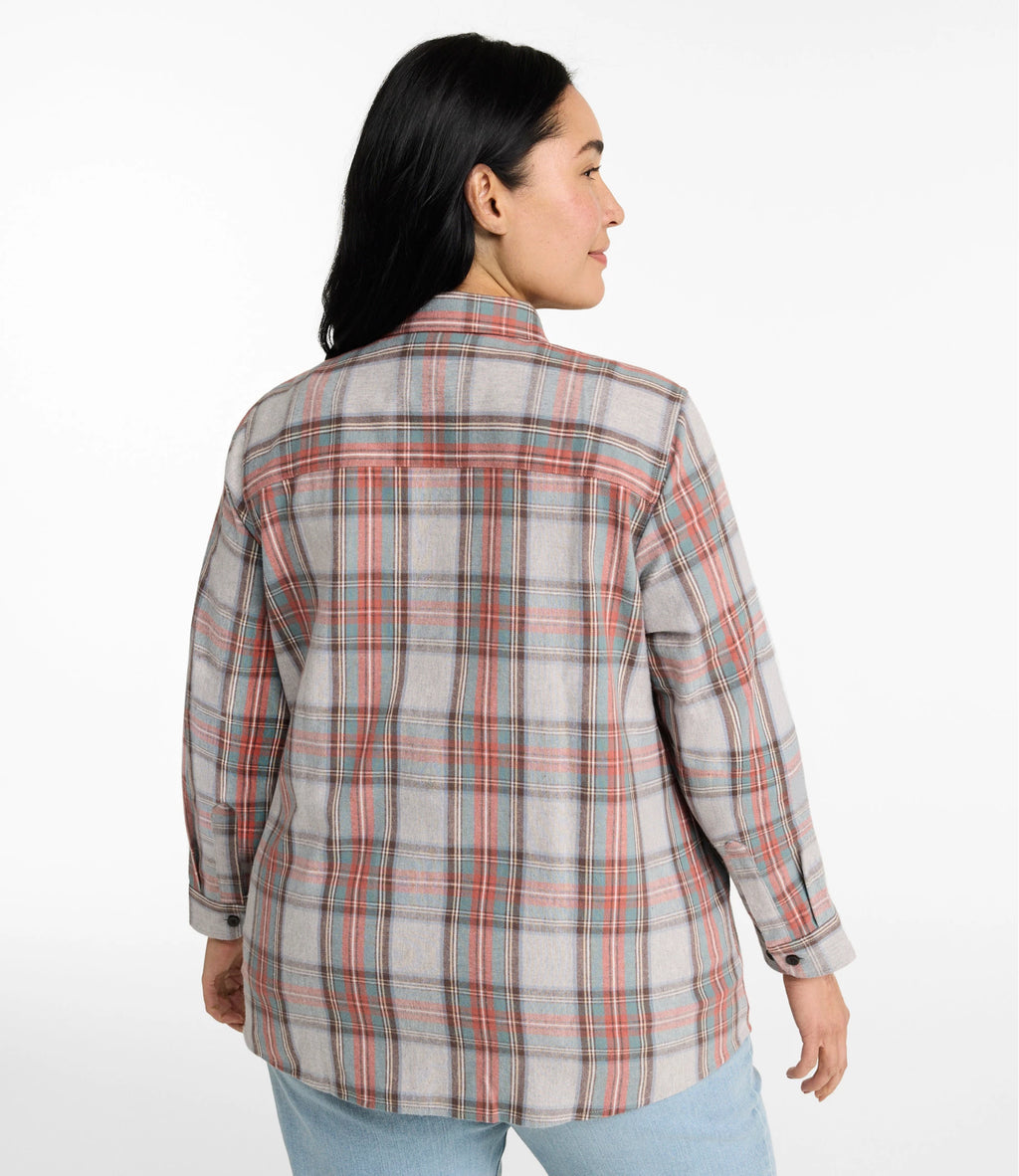 Women's Cotton Flannel Shirt - Indigo Plaid