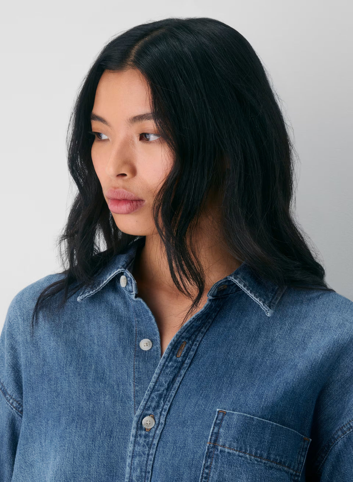 Oversized Hemp Blend Denim Shirt - Indigo