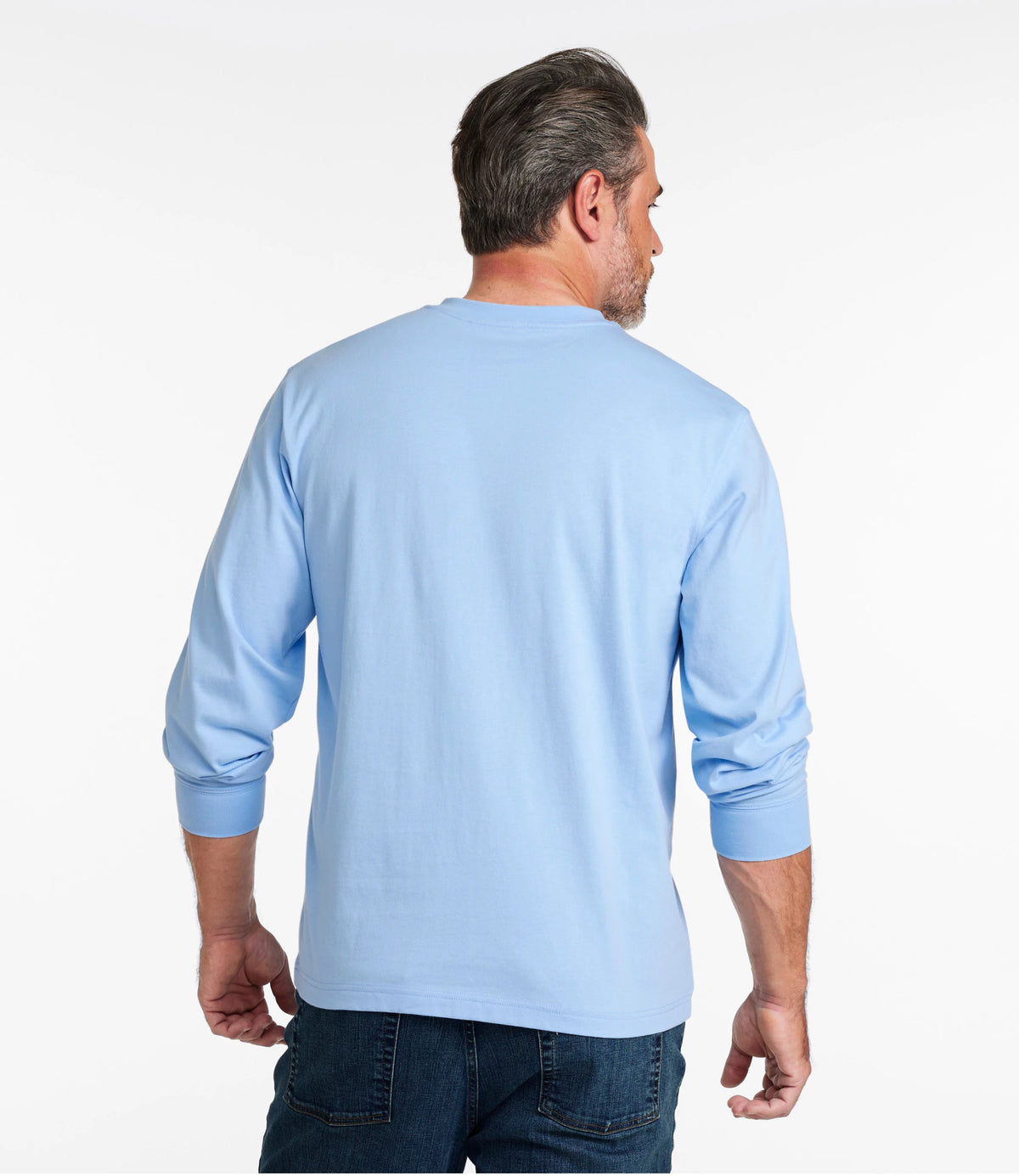 Men's Long-Sleeve Cotton Henley Shirt - Blue