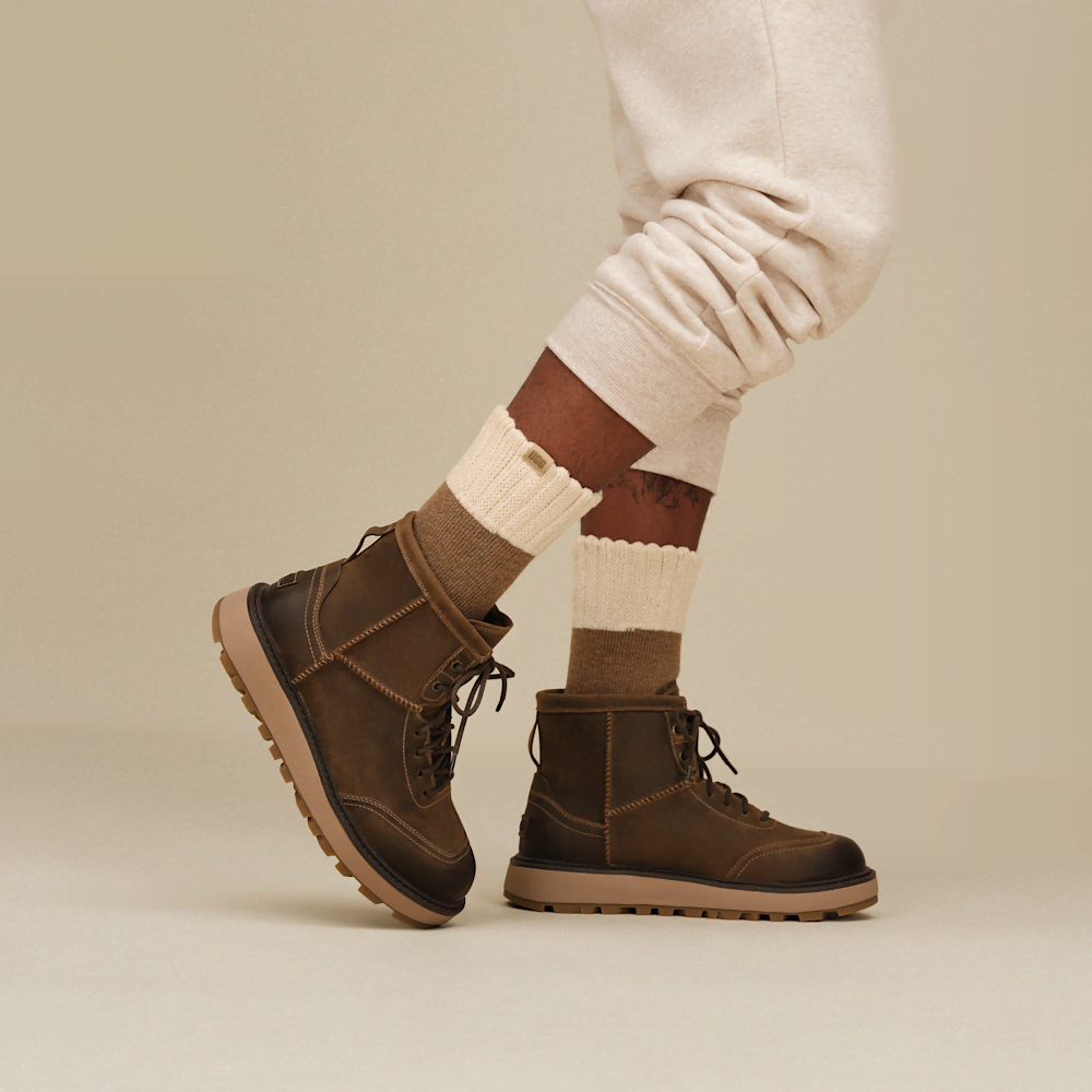 Men's Wool Blend Crew Socks - Coffee Berry