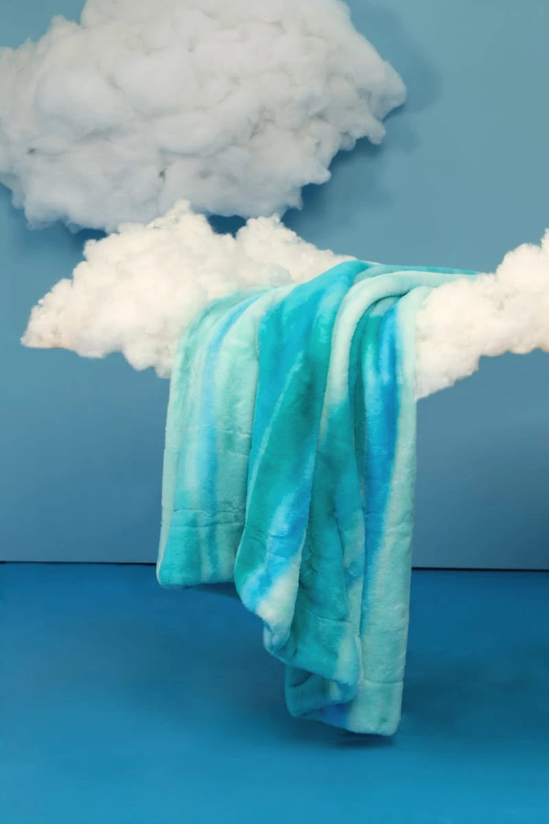 Plush Blanket - Blue Streaked Ombre