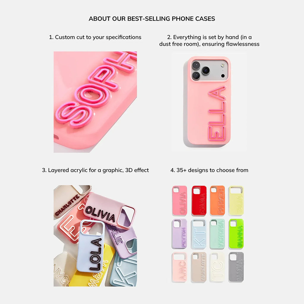 Custom Raised Letter Phone Case - Blue Yellow