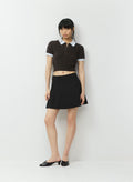 Wool Blend Button Polo Sweater - Brown