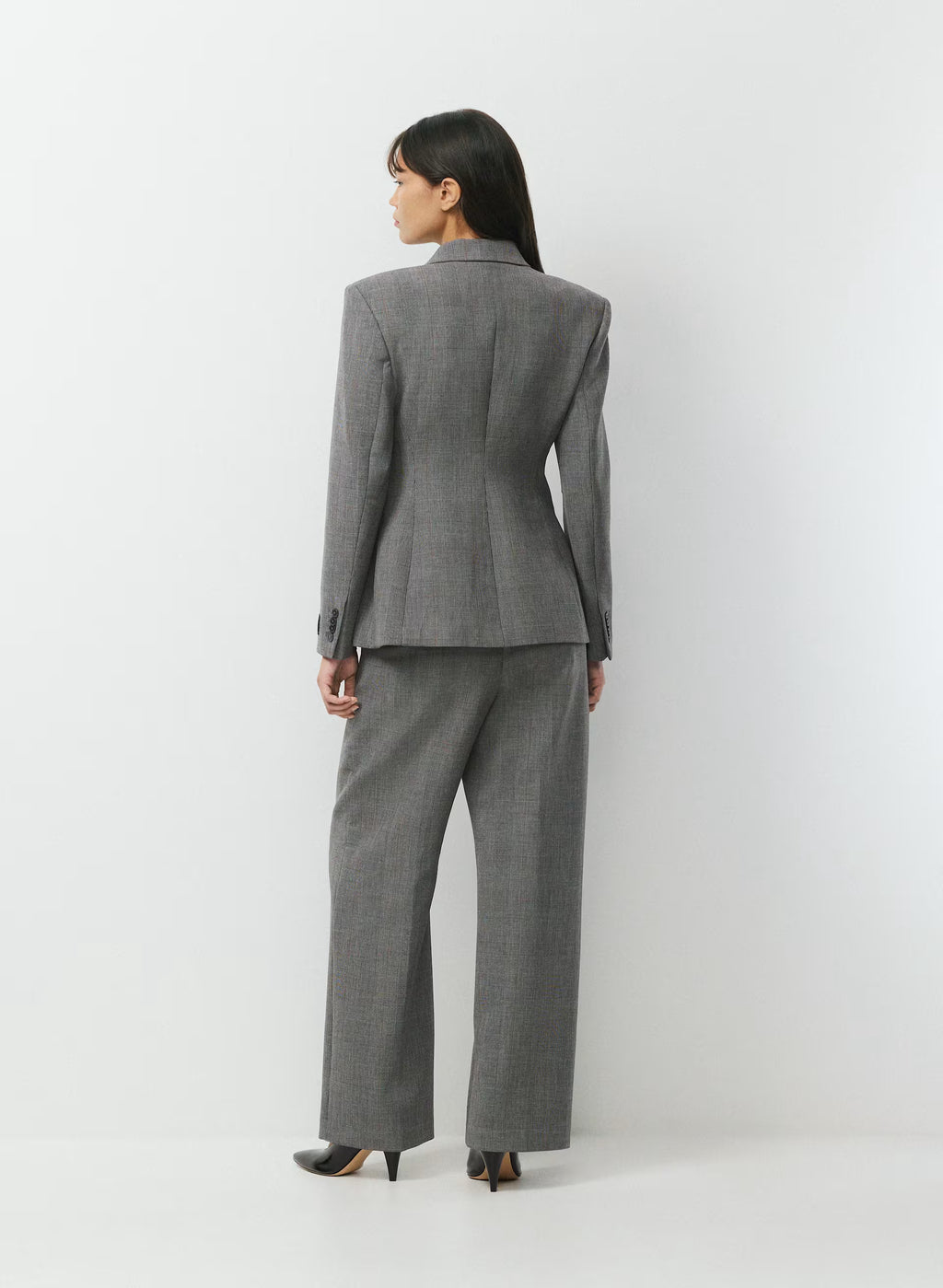 Single-Breasted Stretch Blazer - Brown Check