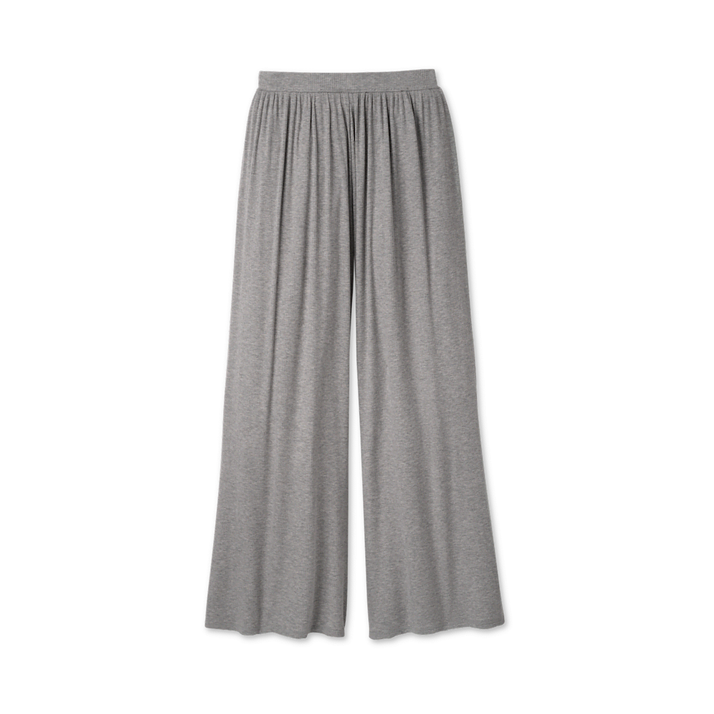 Women's Ribbed Wide-Leg Pants - Black