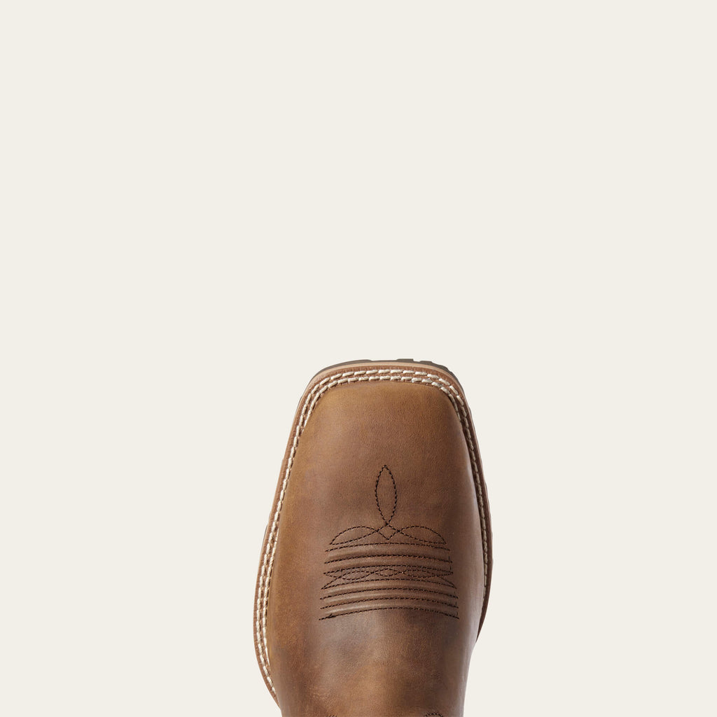 Vented Leather Western Riding Boot - Tan