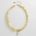 Yellow Beaded Charm Ring Necklace