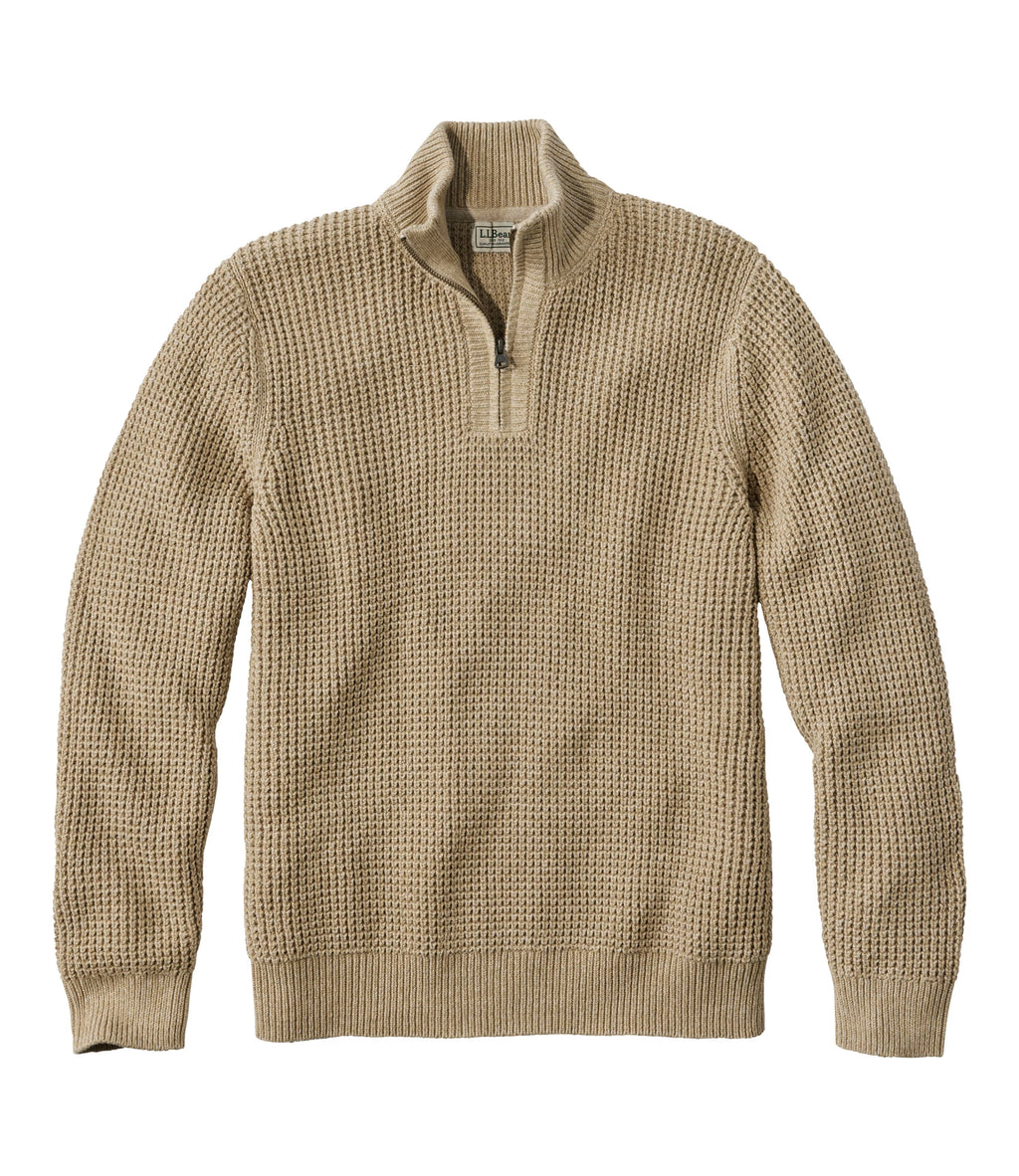 Men's Organic Cotton Waffle Quarter-Zip Sweater