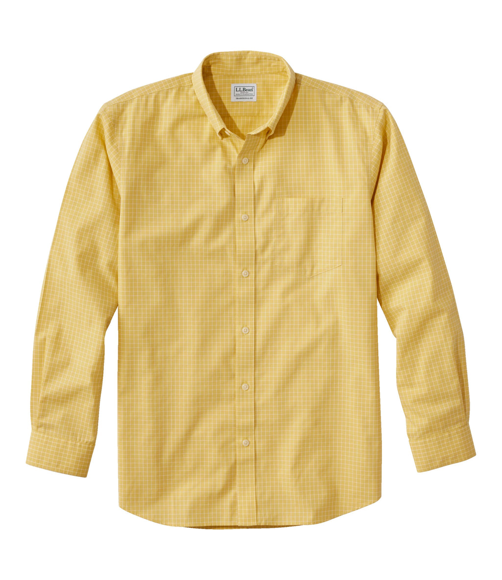 Men's Cotton Check Button-Down Shirt - Light Gold