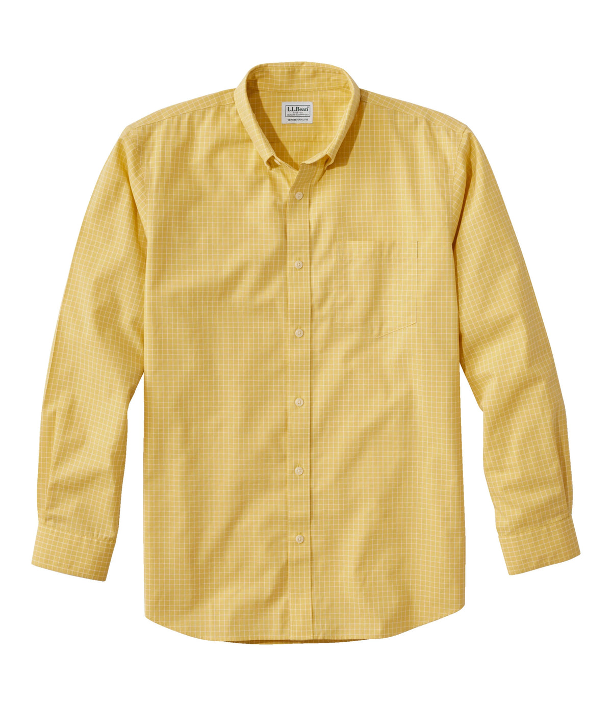 Men's Cotton Check Button-Down Shirt - Light Gold