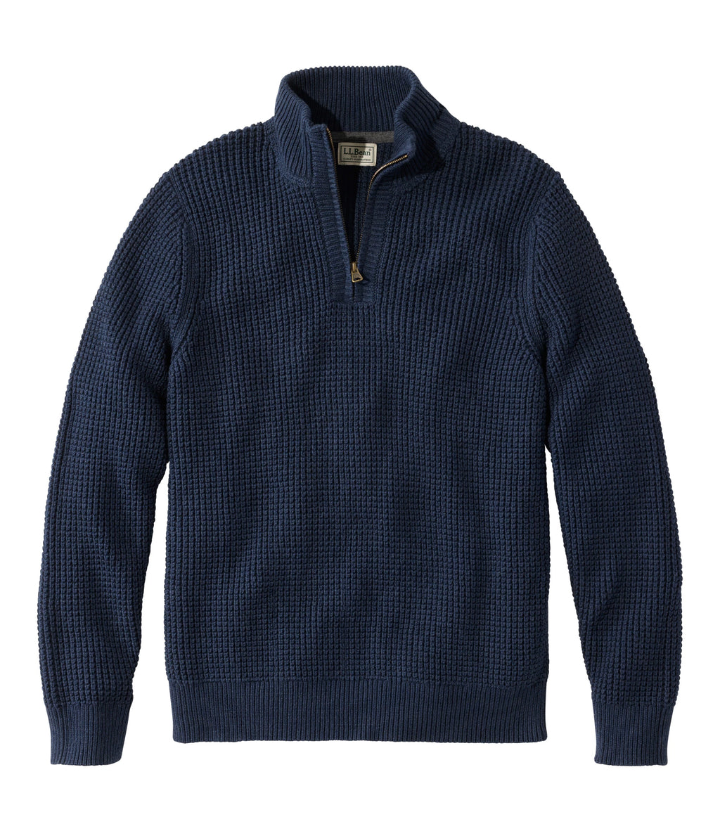 Men's Organic Cotton Waffle Quarter-Zip Sweater