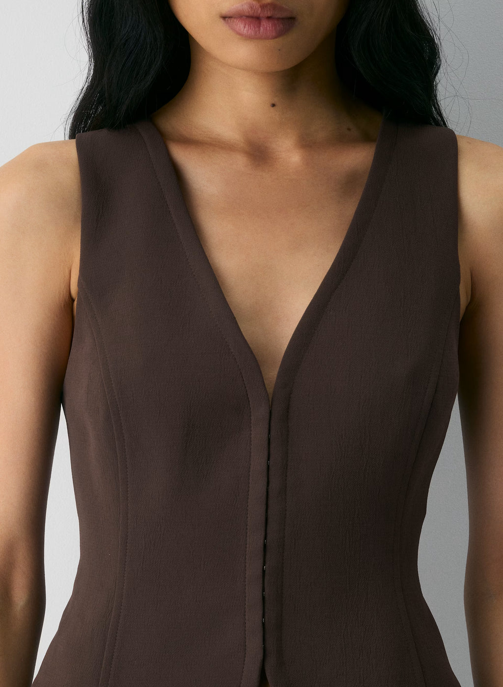 Lined Tailored Suit Vest - Olive