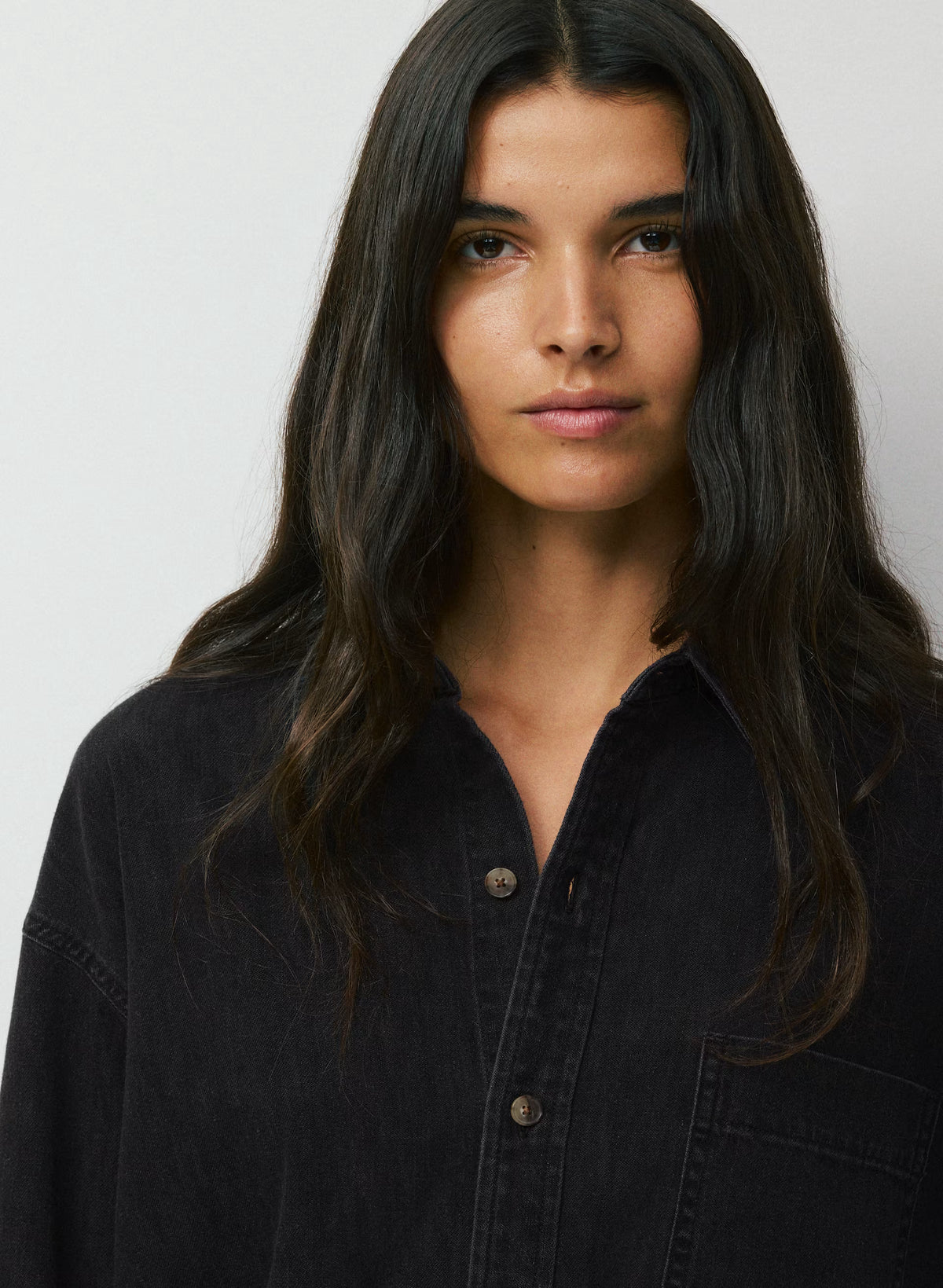 Oversized Hemp Blend Denim Shirt - Indigo