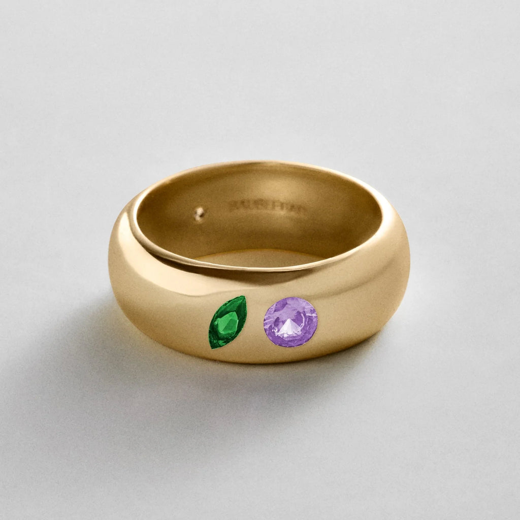 Custom Two-Stone Gold-Plated Band Ring