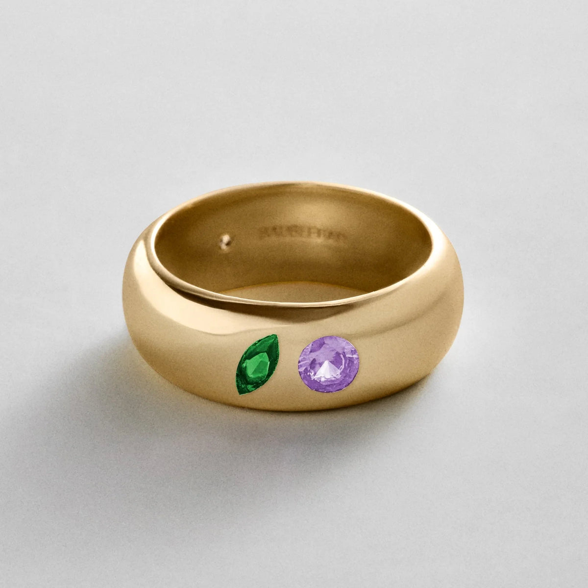 Custom Two-Stone Gold-Plated Band Ring