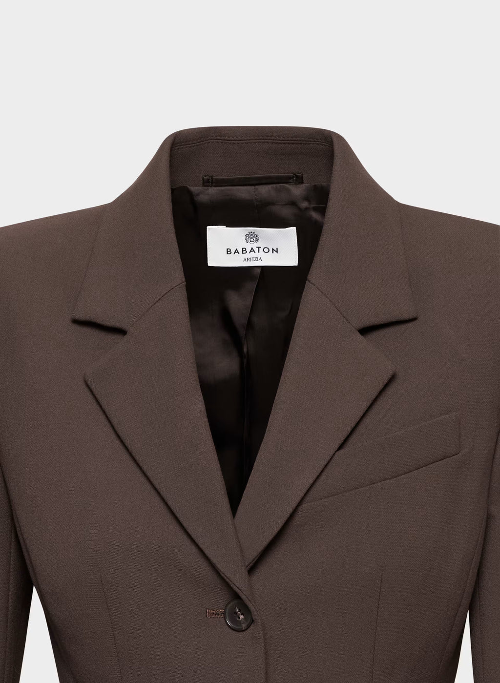 Single-Breasted Stretch Blazer - Brown Check