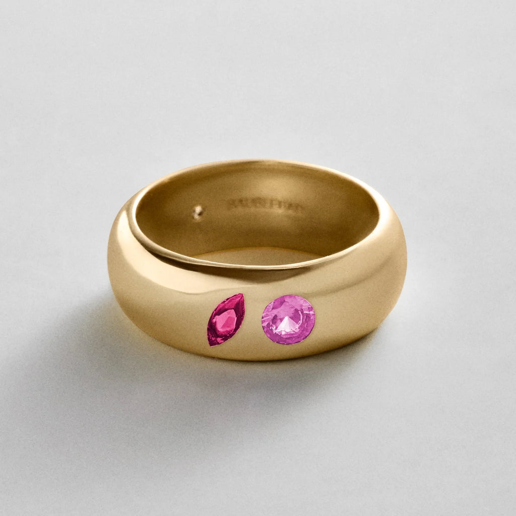 Custom Two-Stone Gold-Plated Band Ring