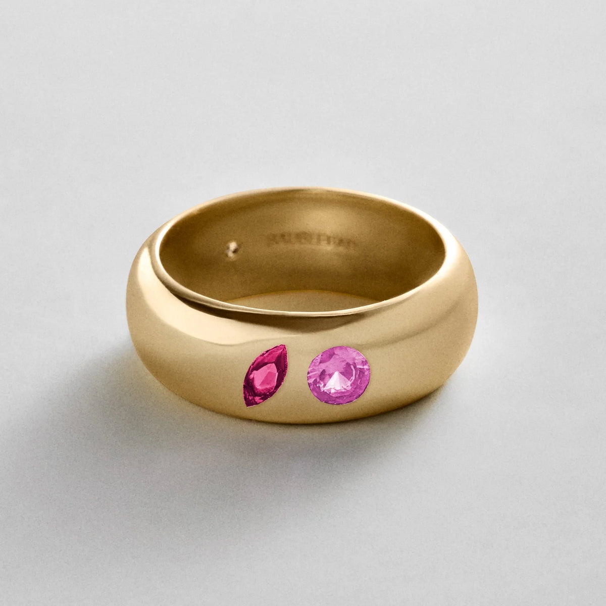Custom Two-Stone Gold-Plated Band Ring