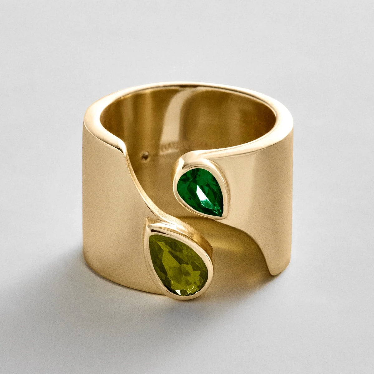 Personalized Two-Stone Open Band Ring - Gold