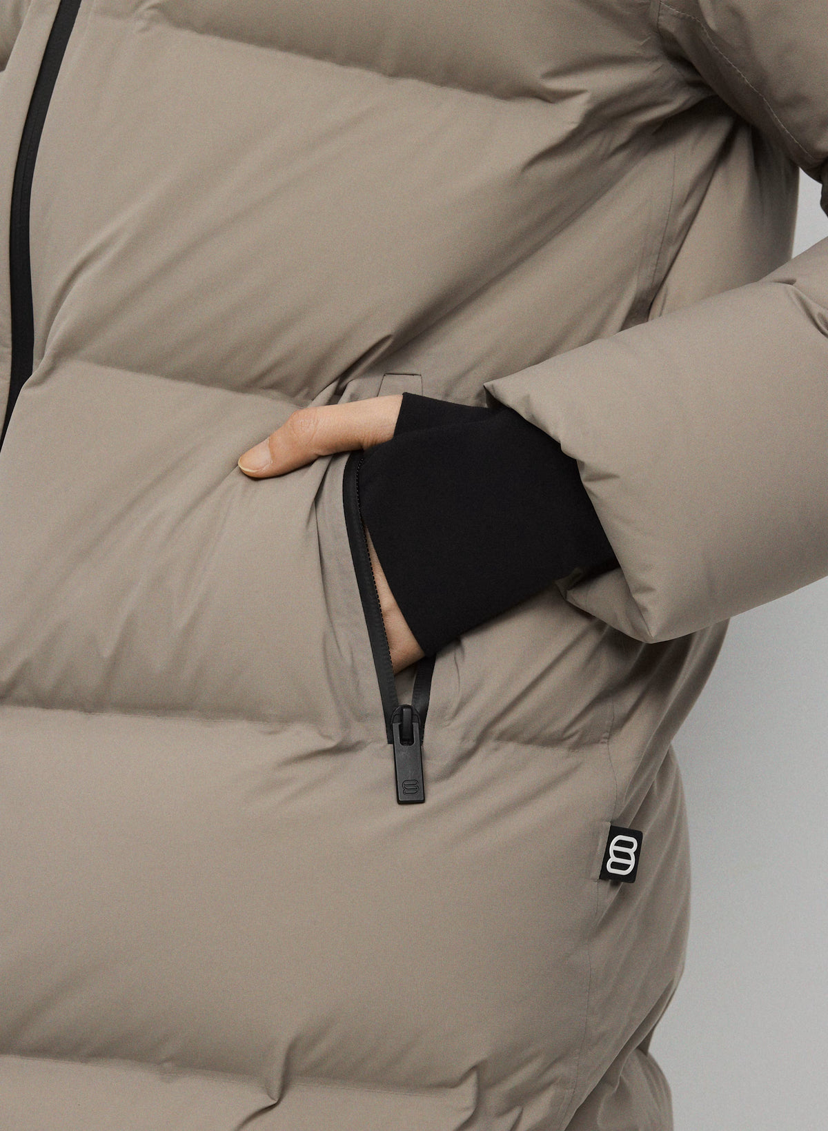 Waterproof Long Down Puffer Coat - Gray