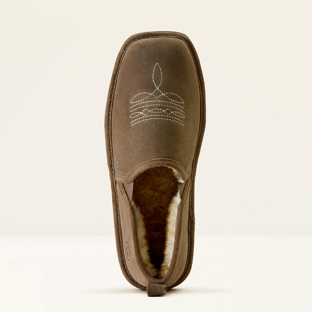 Men's Suede Square Toe Slippers - Chestnut