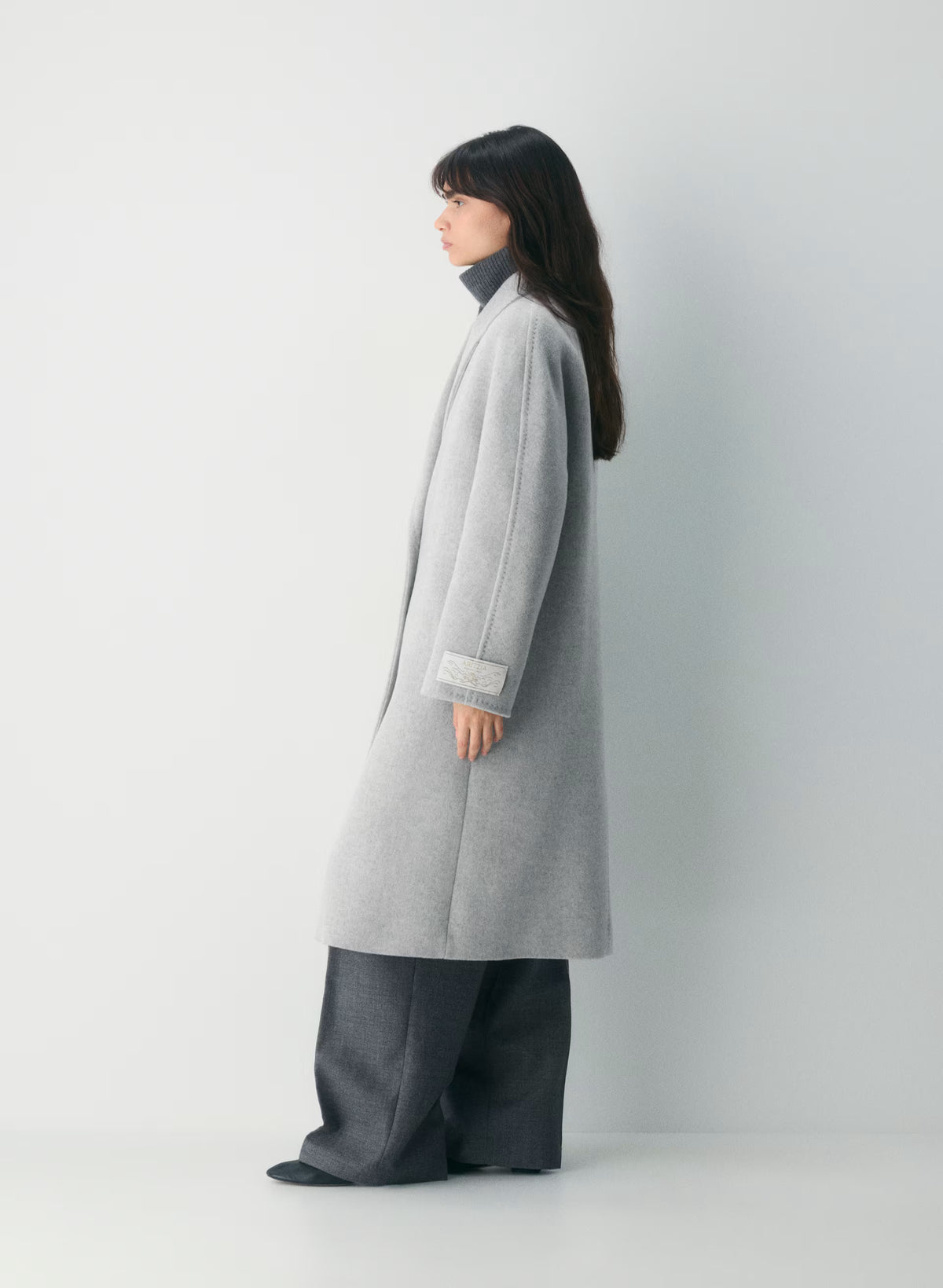 Double-Breasted Wool Cashmere Coat - Herringbone