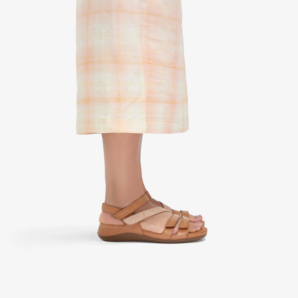 Women's Leather Strappy Sandal - Beige
