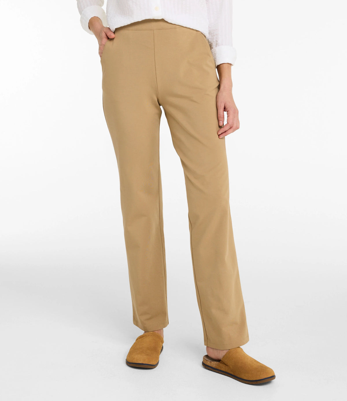 Women's High-Rise Straight-Leg Knit Pants - Black
