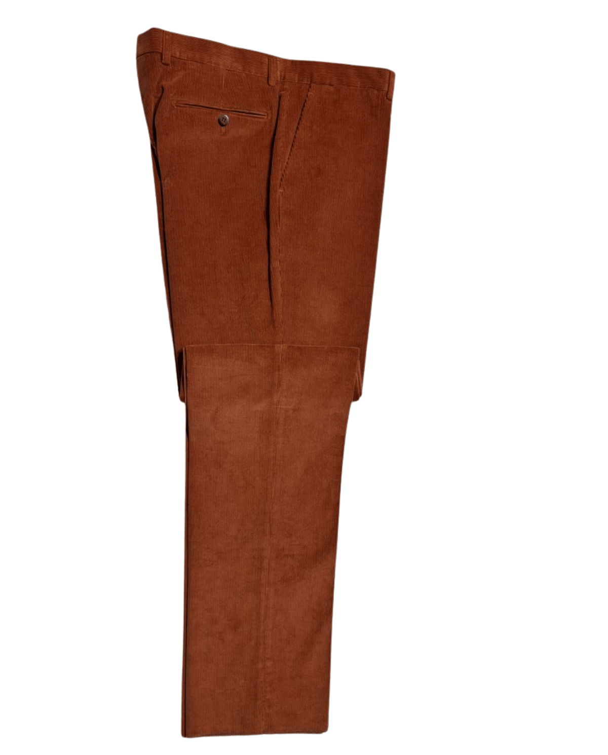 Men's Burnt Orange Corduroy Notch Lapel Slim Fit 3-Button Cotton Suit