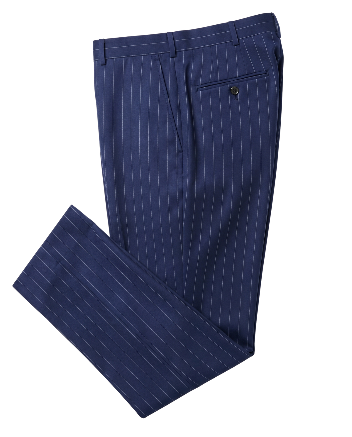 Men's Navy Pinstripe Slim Fit Half Canvassed 2-Button Wool Suit